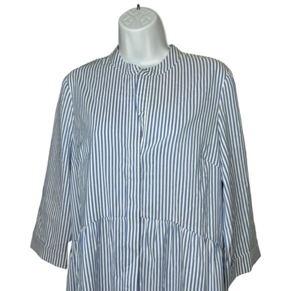 Tuckernuck NEW Blue Stripe Button Down 3/4 Sleeve Royal Shirt Dress Size XS - Picture 5 of 11
